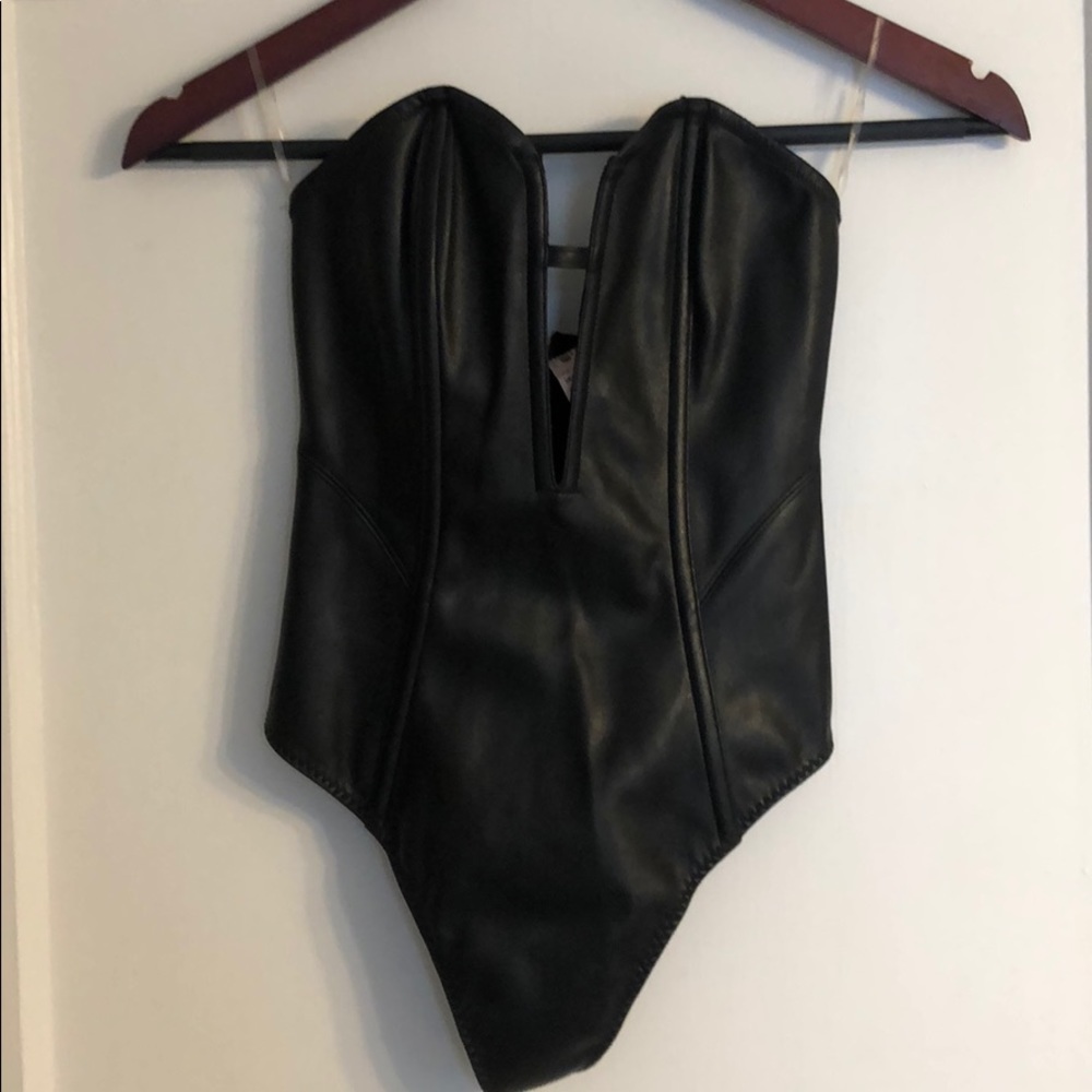 Victoria’s Secret Black Faux Leather Bodysuit